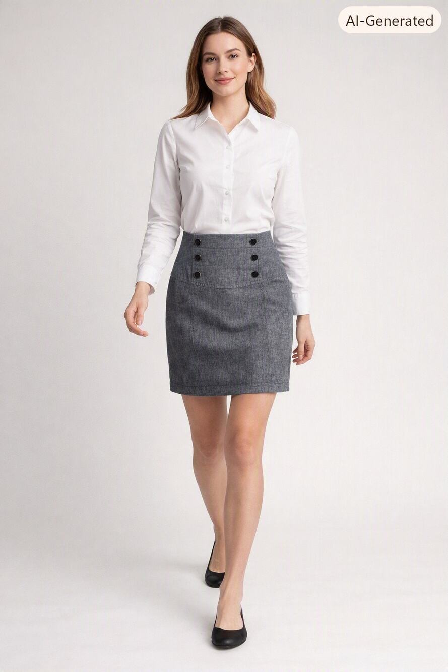 IZ Byer Black Heathered Skirt Buttons Sz 5 Small